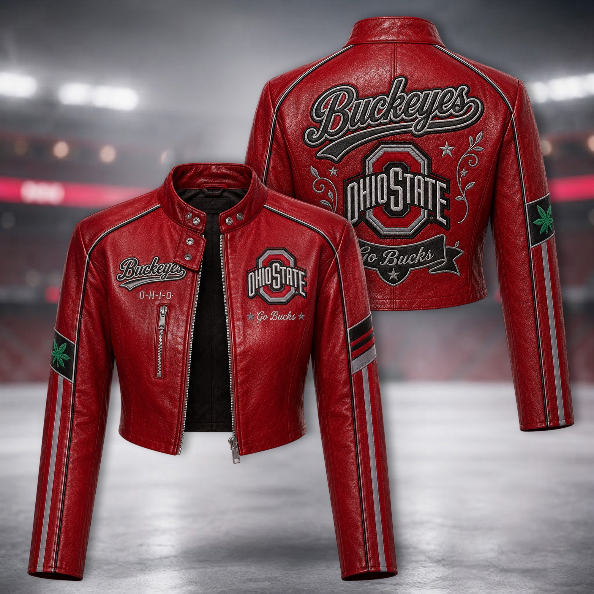 Premium OSB Cropped Leather Zipper Jacket TNSM