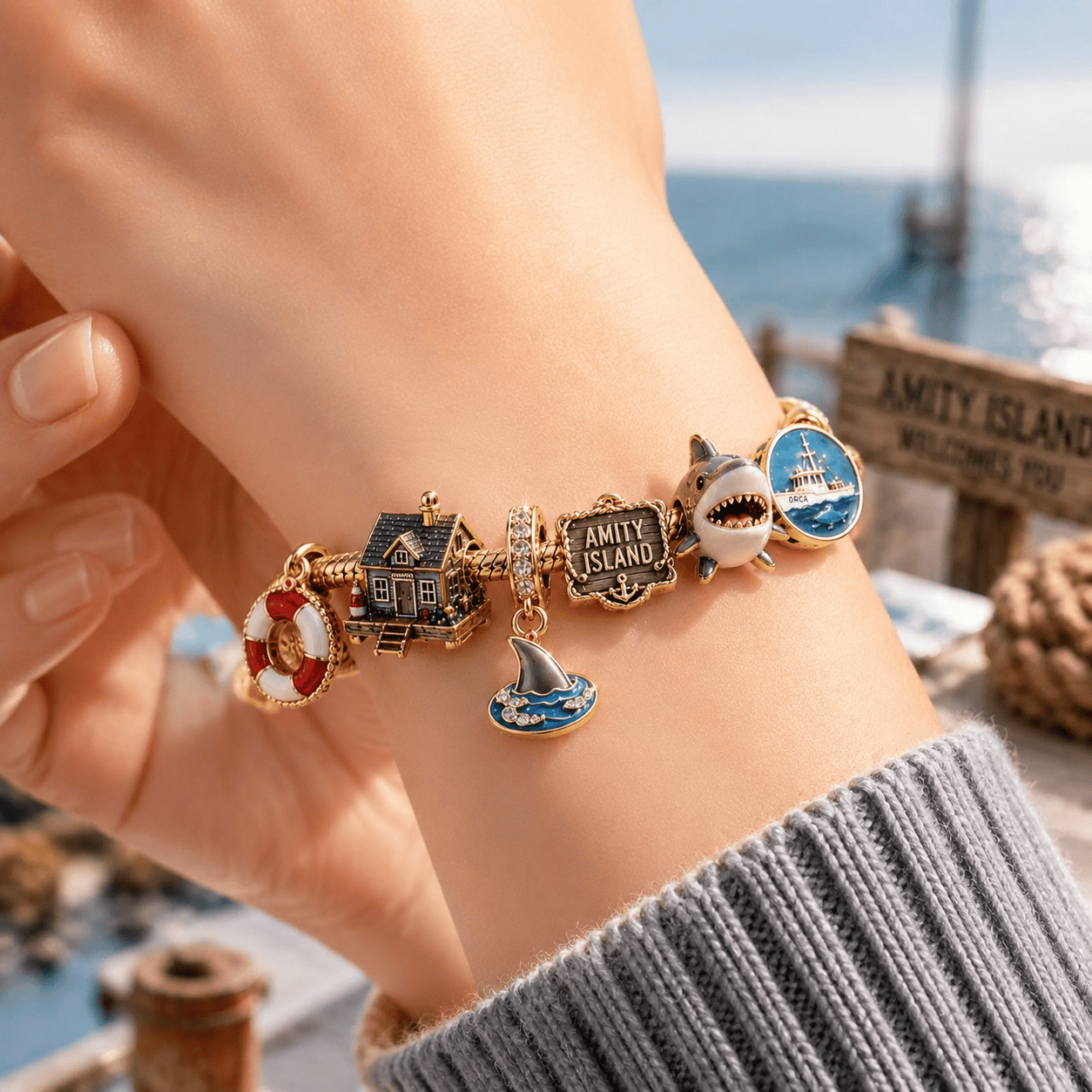 JAWS Gold Charm Bracelet Set TTN
